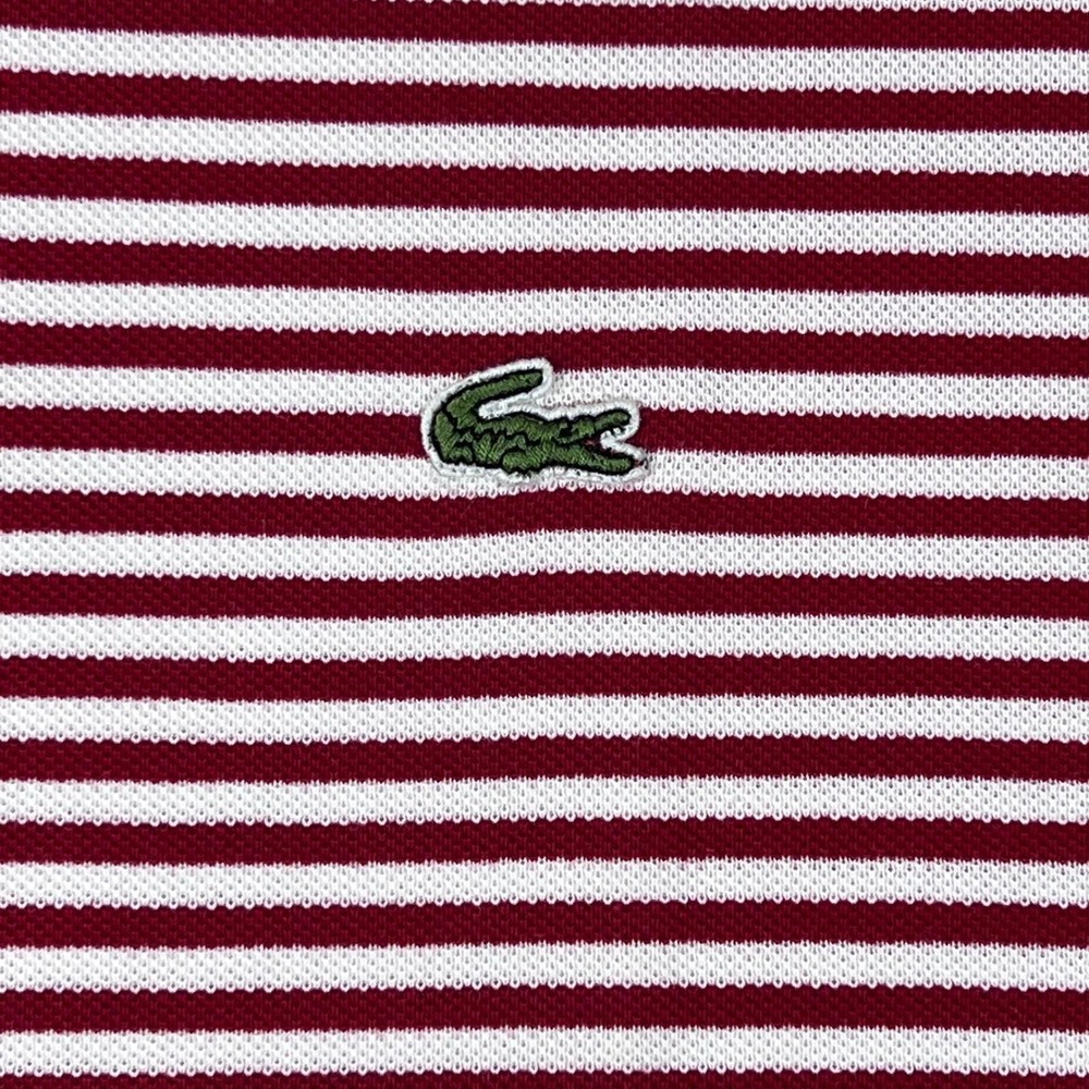 Lacoste Polo Shirt US Men 4XL (EU/3XL) Red White Striped Short Sleeve Cotton - Picture 3 of 10